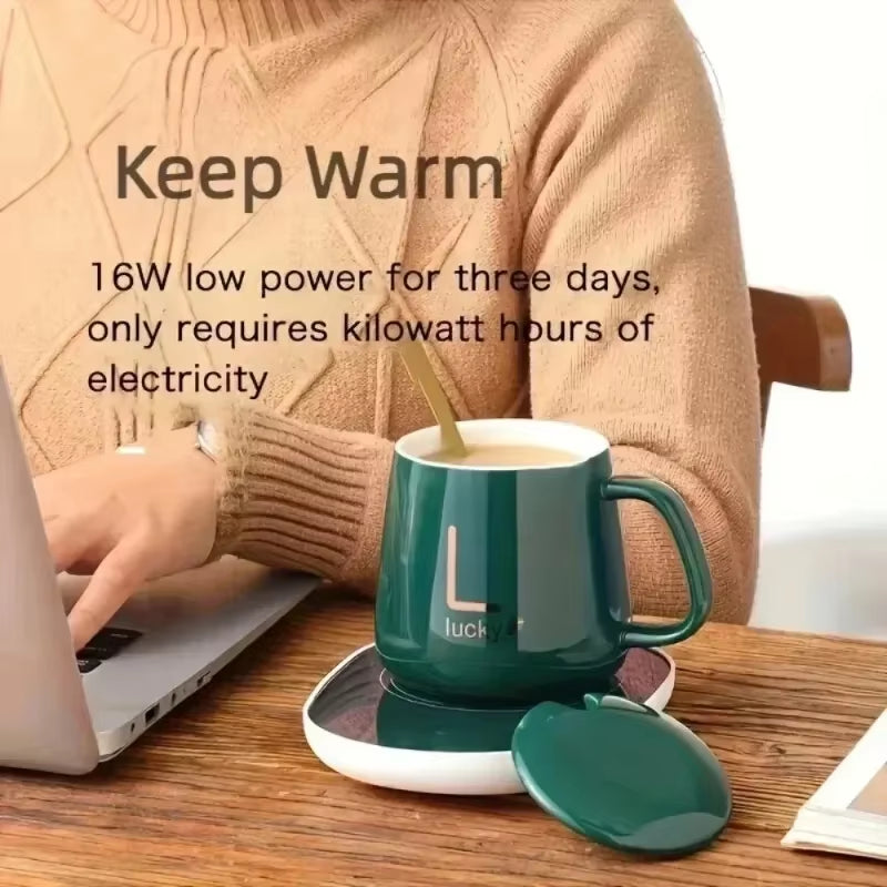 Perfect Valentine's Day Gift: 55℃ Thermostat Mug Set with Lid & Spoon - Ideal for Home or Office!