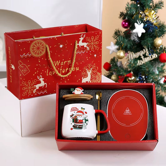 Perfect Valentine's Day Gift: 55℃ Thermostat Mug Set with Lid & Spoon - Ideal for Home or Office!