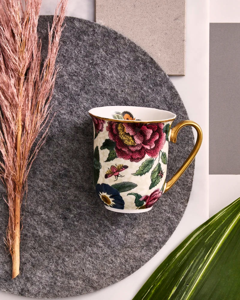 Creatures of Curiosity Cream Floral Mug