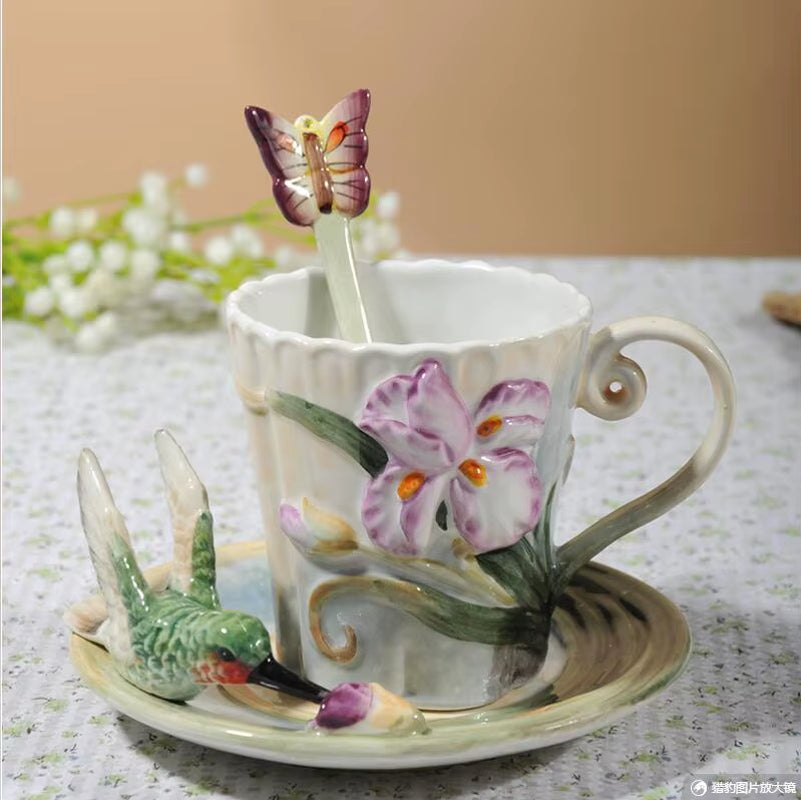 Elevate Your Tea Time with Our Elegant European Luxury Flower Ceramic Cup & Saucer Set! 🌸☕️ #AfternoonTea #LuxuryLiving